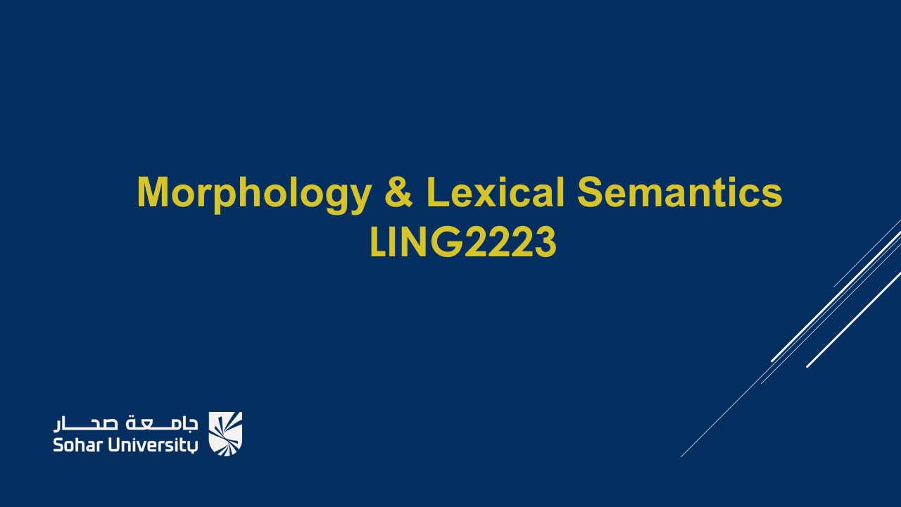 Morphology & Lexical Semantics